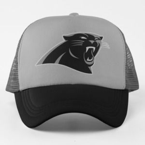 NEW Carolina Panthers Greyscale Logo Foam Trucker Snapback Hat 3TONE GREY